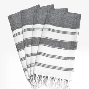 GLAMBURG Peshtemal Turkish Towel Cotton Beach Towels Oversized 36x71 Set of 4, Cotton Beach Towels for Adults, Soft Durable Absorbent Extra Large Bath Sheet Hammam Towel - Black