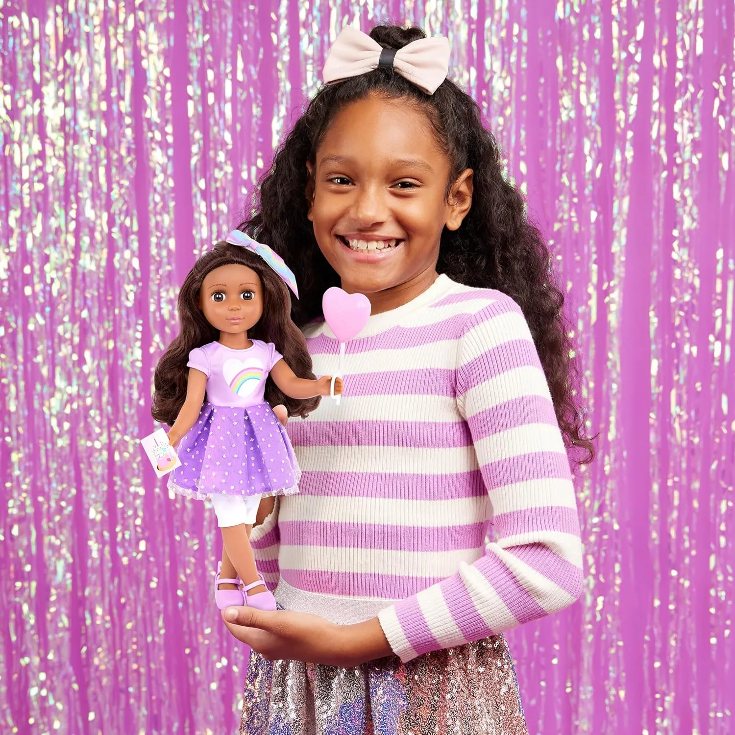 Glitter Girls – 14-inch Posable Doll – Birthday Party Accessories – Balloon, Toy Present & More – Toys for Kids 3 Years  – Meera