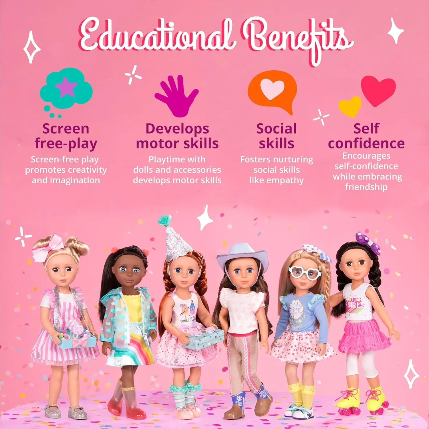 Glitter Girls – 14-inch Posable Doll – Birthday Party Accessories – Balloon, Toy Present & More – Toys for Kids 3 Years  – Meera