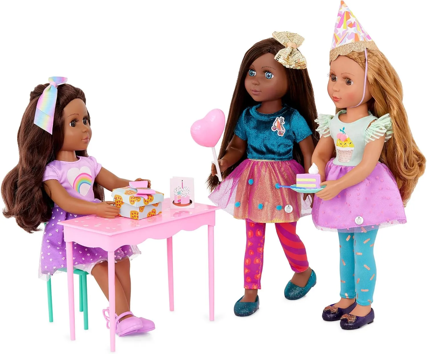 Glitter Girls – 14-inch Posable Doll – Birthday Party Accessories – Balloon, Toy Present & More – Toys for Kids 3 Years  – Meera