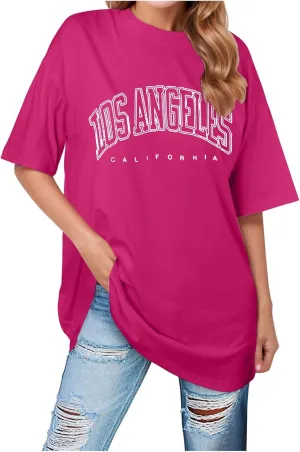 Going Out Oversized Tunic Tops Loose Fit Dressy for Women Los Angeles California Summer Casual Long Tees Shirts 2025