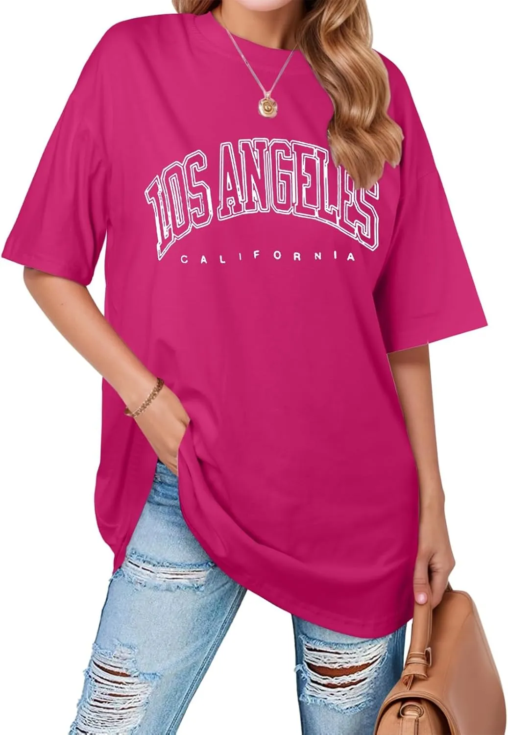 Going Out Oversized Tunic Tops Loose Fit Dressy for Women Los Angeles California Summer Casual Long Tees Shirts 2025