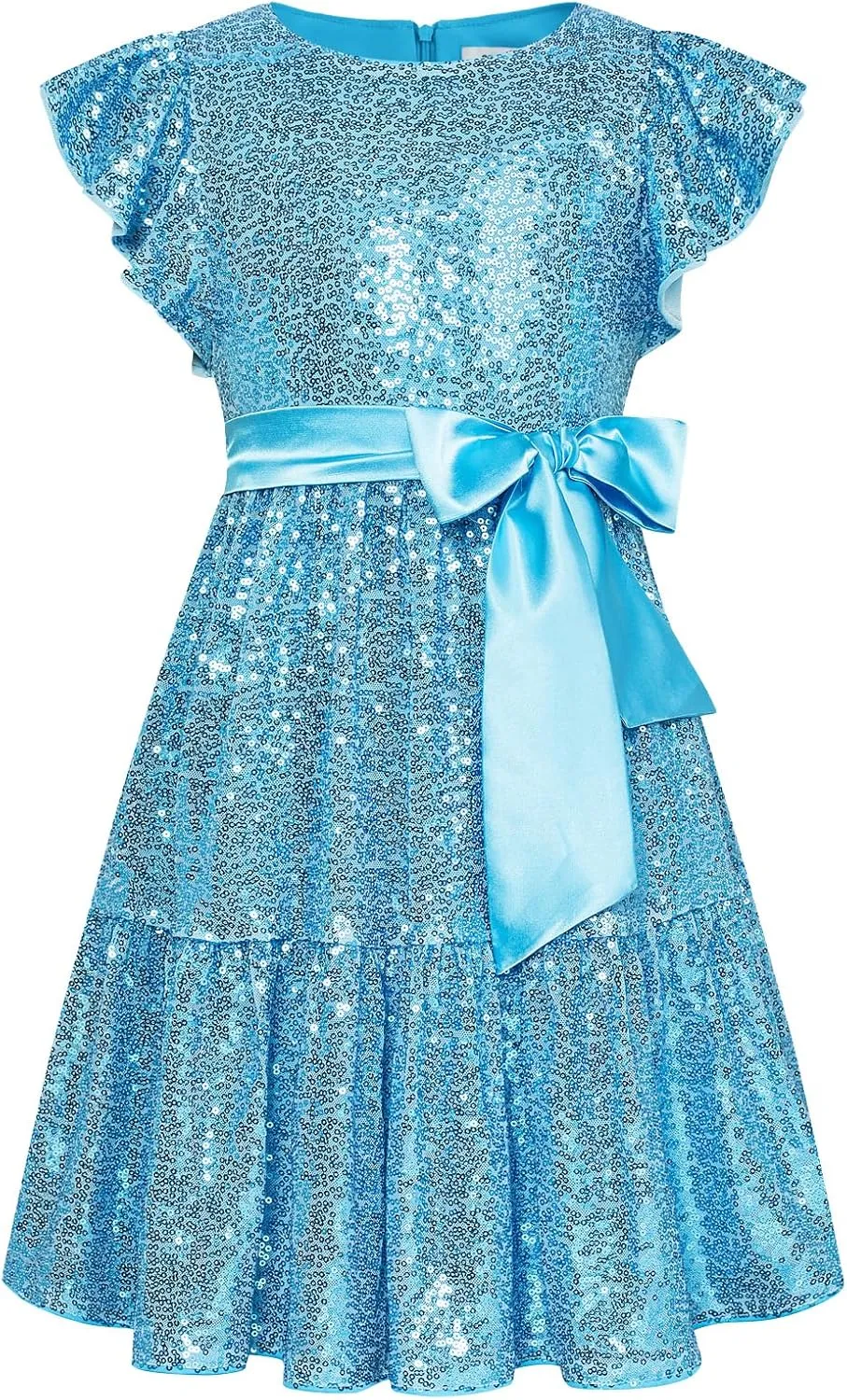 GRACE KARIN Girls Party Dress Sequin Formal Fancy Birthday Dress for Girls Prom Ruffle Midi Dress 5-14Years