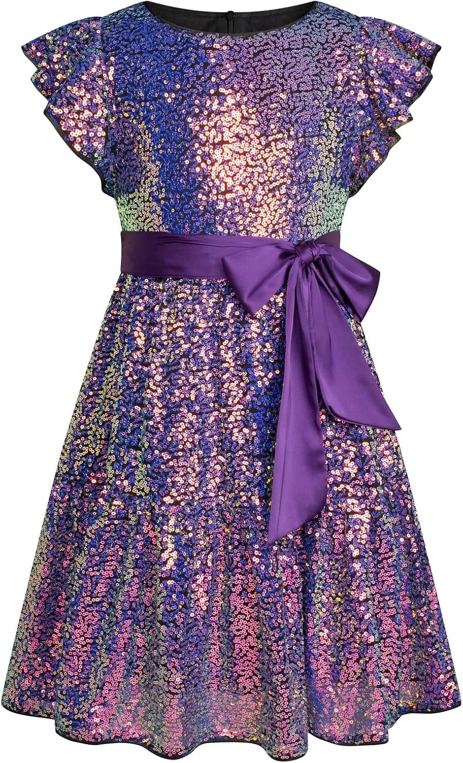 GRACE KARIN Girls Party Dress Sequin Formal Fancy Birthday Dress for Girls Prom Ruffle Midi Dress 5-14Years