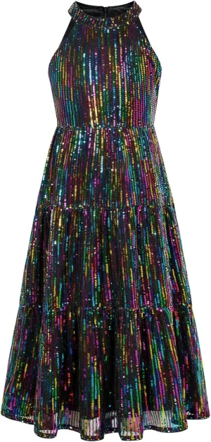 GRACE KARIN Girls Sequin Dress Formal Party Elegant Fancy Girls Maxi Long Dress for 5-14Y