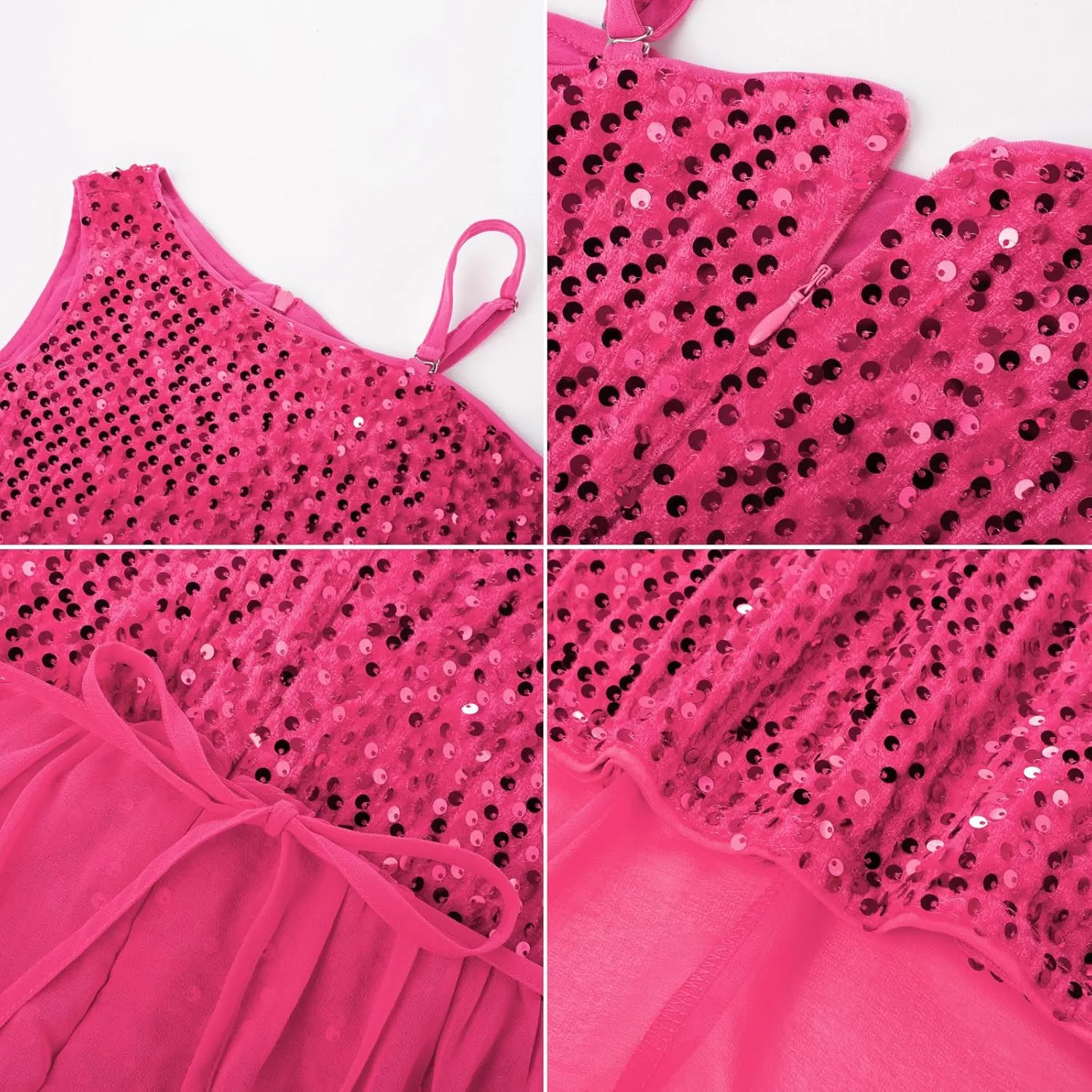 GRACE KARIN Girls Sequin Dress One Sleeve Formal Pageant Prom Party Dresses Size 5-14