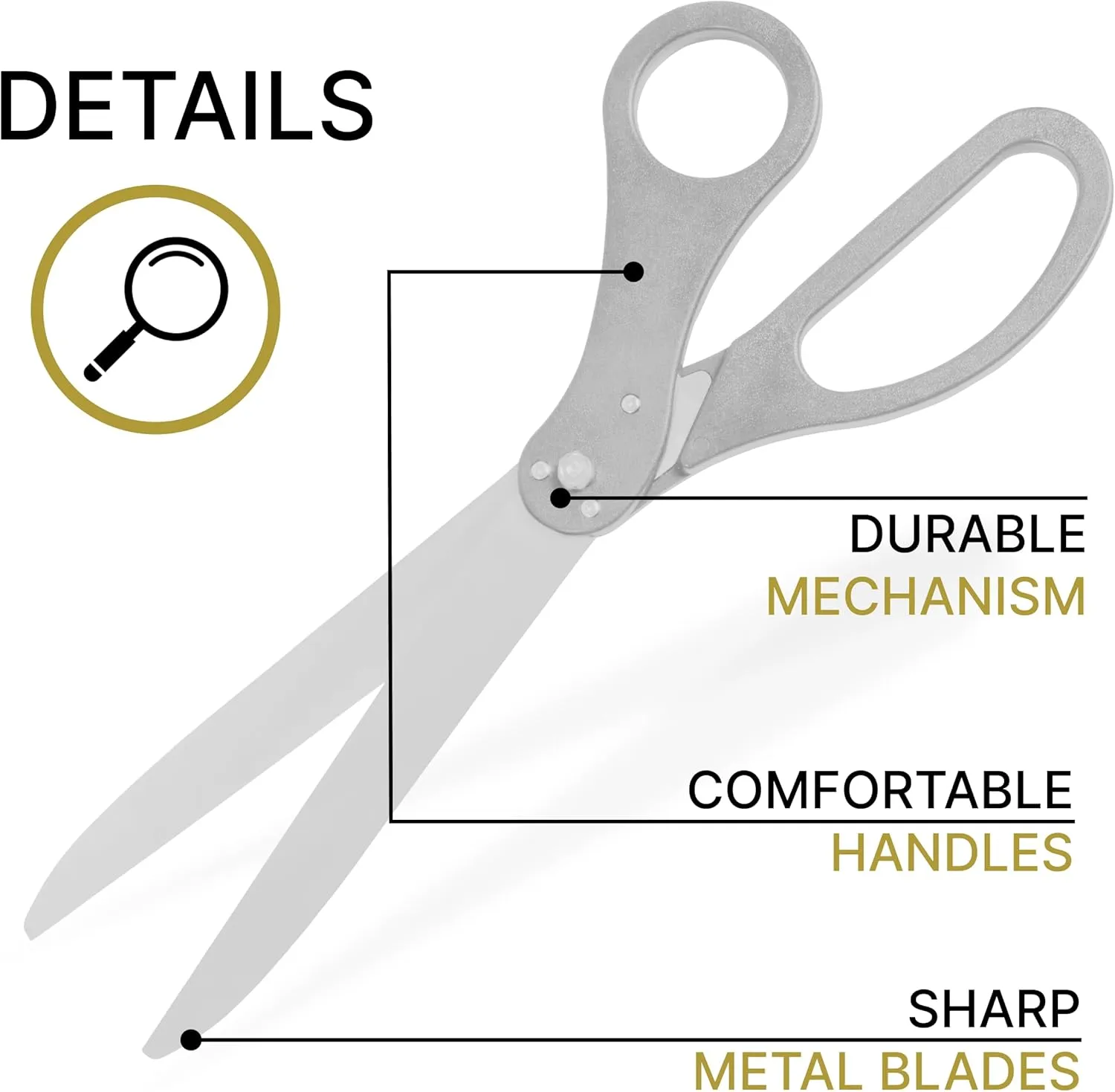 Grand Opening Ceremony Kit — 25" Giant Ribbon Cutting Scissors Silver and Royal Blue Satin Ribbon for Grand Openings Inaugurations Ceremonies & Special Events