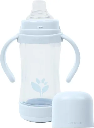 green sprouts® Glass & Sprout Ware® Sip & Straw 5oz., 6mo , Plant-Plastic, Platinum-Cured Silicone, Dishwasher Safe, Grows with Baby, Tested for Hormones, 5oz, Light Blueberry