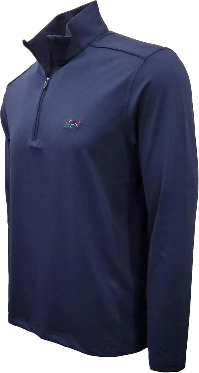 GREG NORMAN Men's Quarter Zip Polyester Stripe Sweater