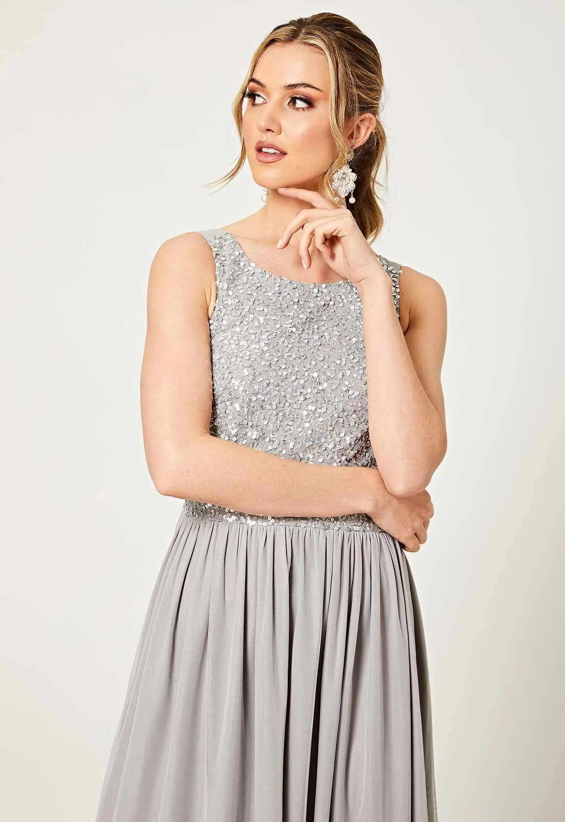 Grey Sequin Maxi Dress