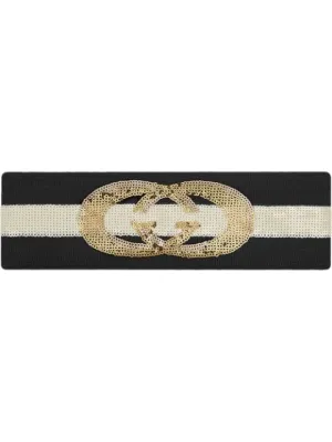 Gucci Sequin Embellished GG Headband in Black and White