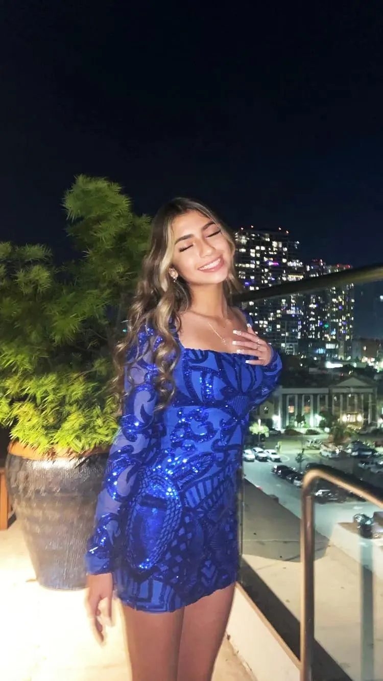 GUKARLEED Women's Sequin Homecoming Dresses 2025 Long Sleeve HOCO Dress Prom Dresses for Teens Short Mini Tight Formal Gowns