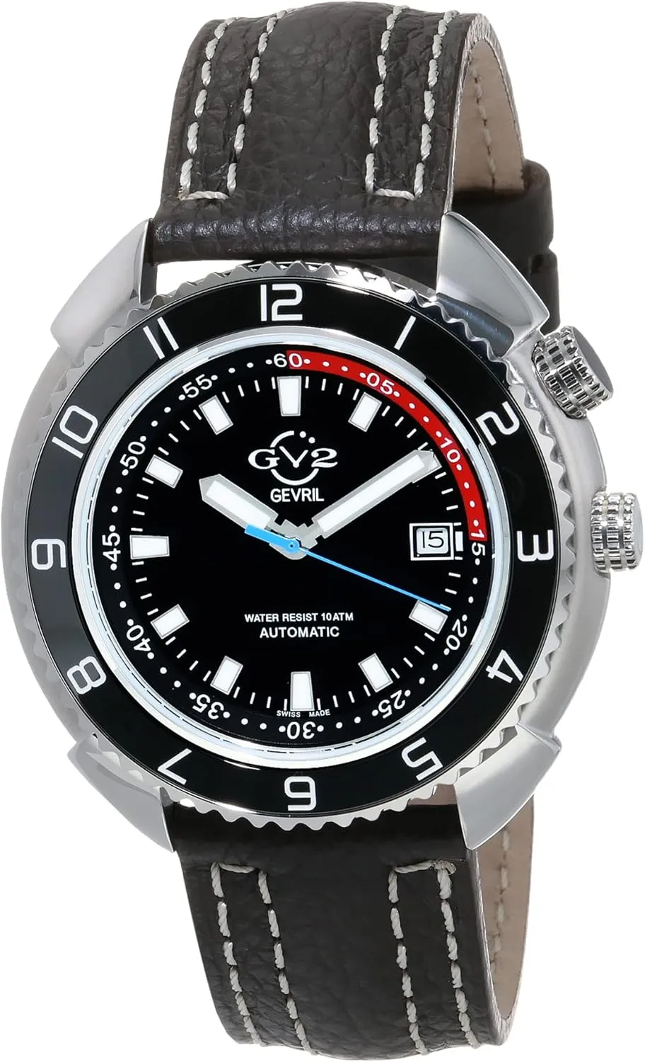 GV2 Men's Squalo Swiss Automatic Watch, Genuine Italian Leather Strap