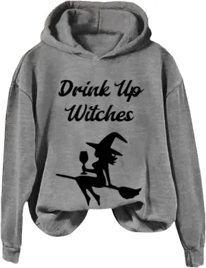 Halloween Sweatshirts Tops Fall Clothes 2024 Women's Fashion Casual Letter Halloween Printed Round Neck Long Sleeve