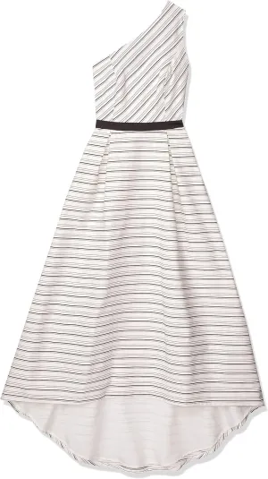 HALSTON Women's Asmmetric Stripe Gown
