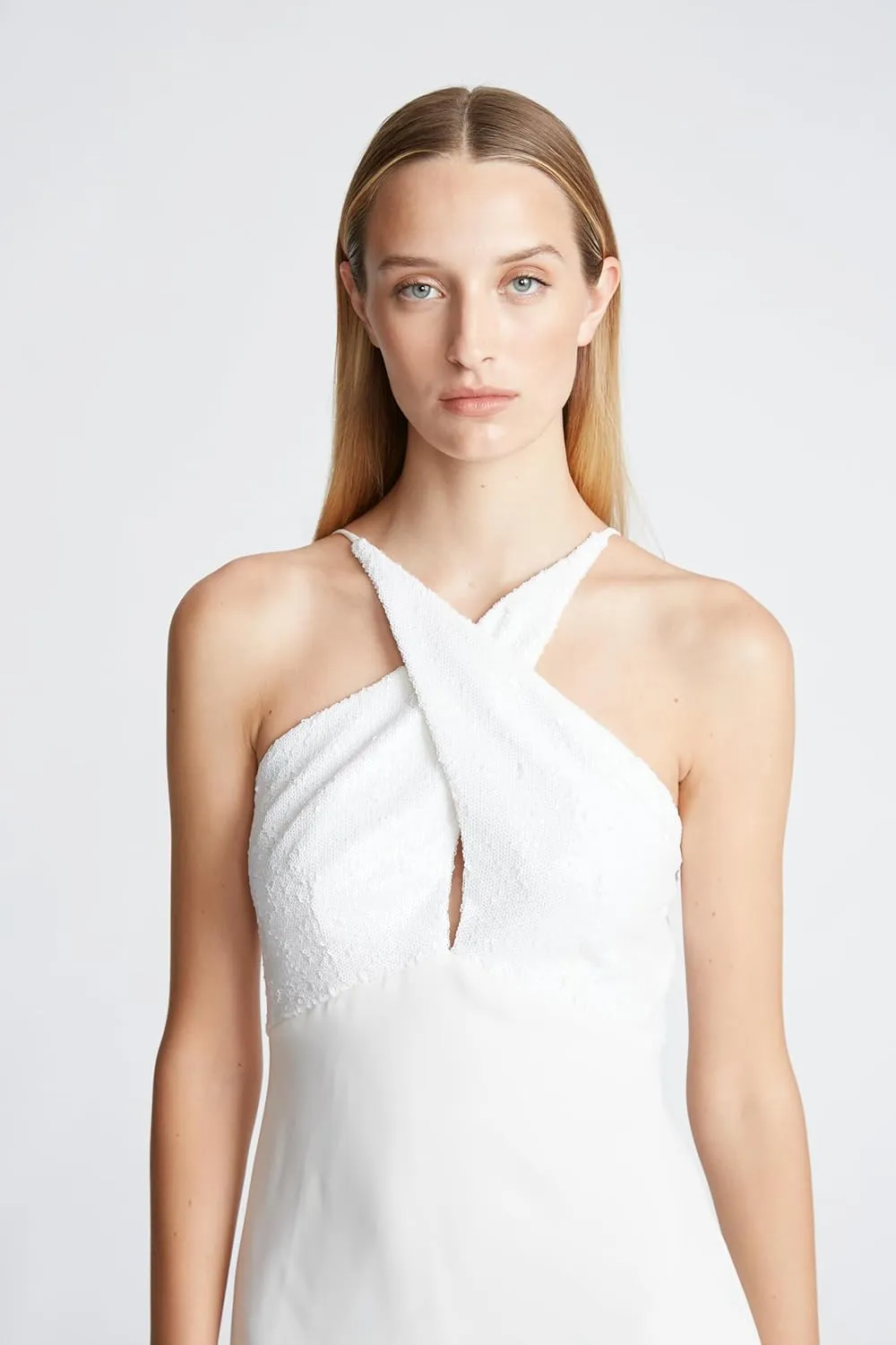 HALSTON Women's Diletta Dress in Sequins/Crepe