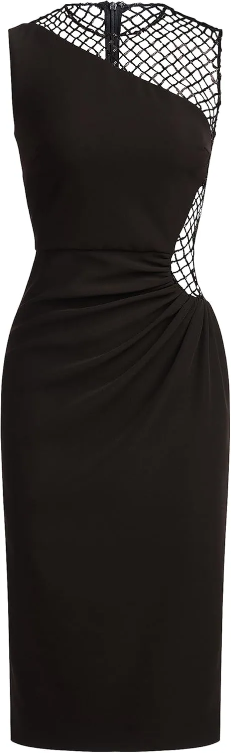 HALSTON Women's Kenda Dress in Crepe & Sequin
