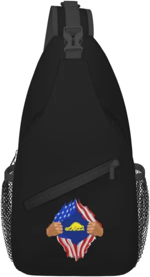 Hand Tear Flag Of Oregon Reverse Crossbody Bags For Women Men Chest Backpack Gym Shoulder Bag Travel Outdoor Sports Casual Crossbody Bags