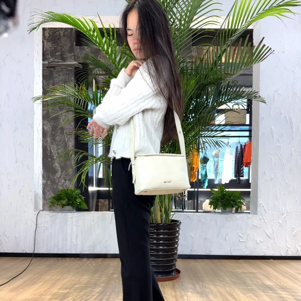 HANDBAG GENUINE LEATHER SHOULDER BAG FOR WOMEN,LEISURE BAGS,CROSSBODY HANDBAG WITH JAPAN QUALITY(Off-white)