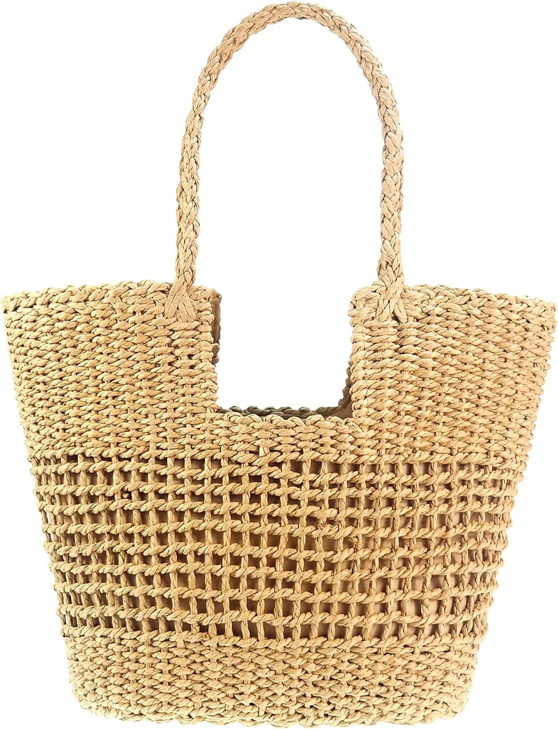 Handwoven Straw Vintage Purse Bag Bohemian Hollow Out Straw Beach Bag Casual Handbag Shoulder Bag Tote Rattan Vacation Bag