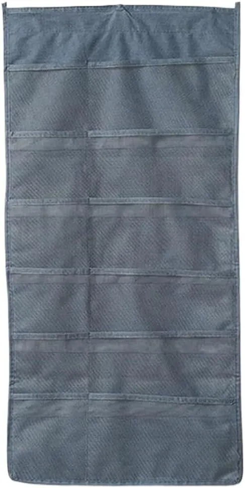 Hanging Storage Pouch, Hanging Closet Organizer Household Wall-Mounted Underwear Storage Bag with Dual-Sided 30 Pockets, Mesh Pocket with Metal Hanger(Gray)