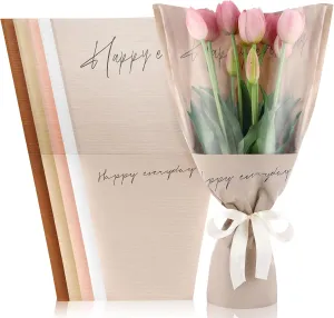 Harloon 100 Pcs Flower Wrapping Bags 11 x 5.1 x 17.3in Kraft Paper Flower Sleeves for Bouquet Clear Flower Wrapping Paper Multiple Flower Packaging Bag for Mother's Day Anniversary Wedding (Colorful)