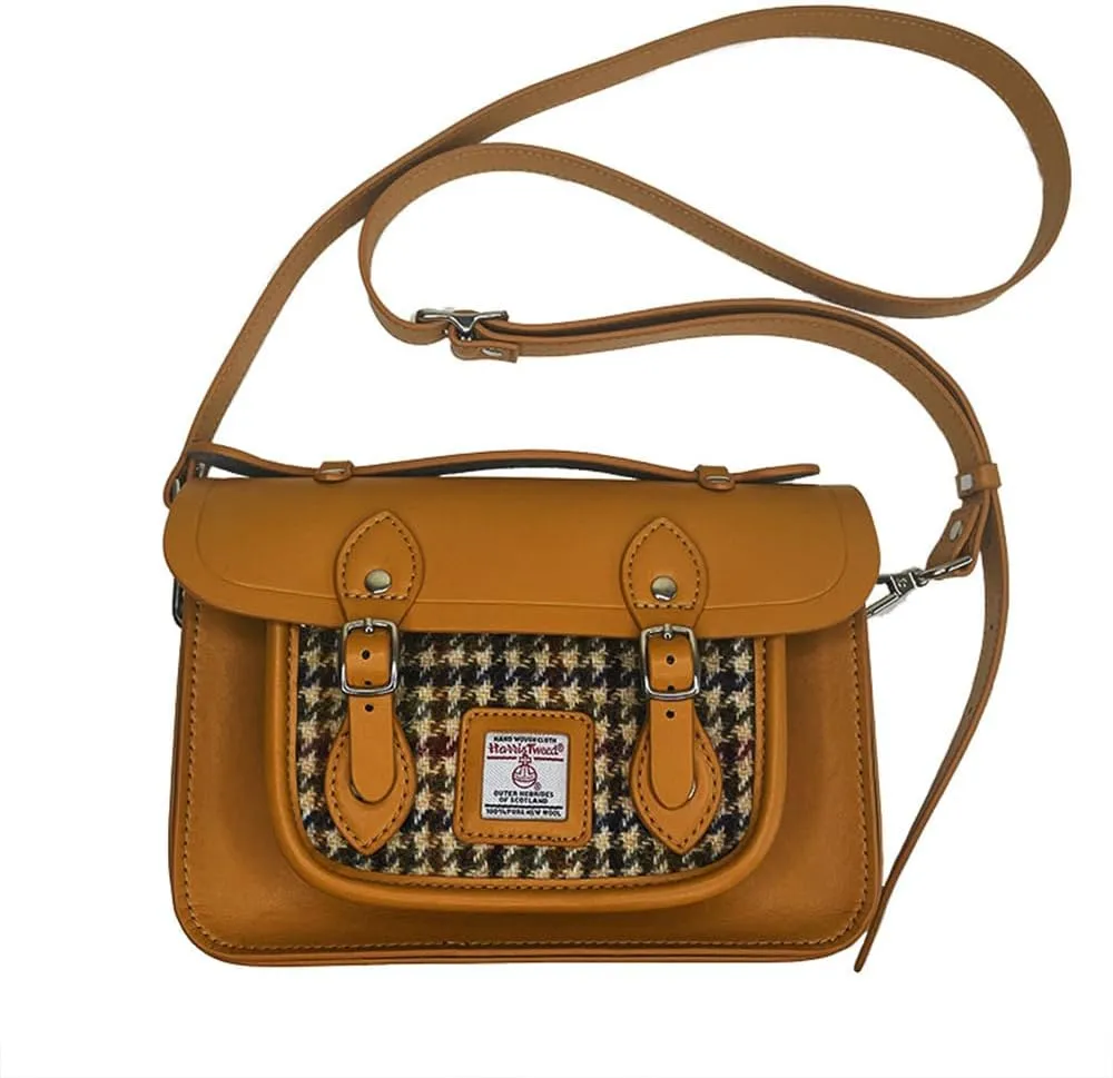 Harris Tweed Wool PU Leather Satchel Bag Vintage Crossbody Messenger Bag Work Shoulder Bag for Women