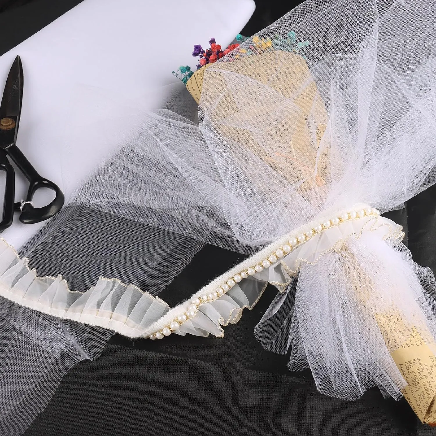 HAVII 63" x 10 Yards White Tulle Fabric Ribbon Tulle Roll Bolt for Tutu Skirt Sewing Mesh Fabric Wedding Arch Drapes Birthday Party Decor Flower Wrapping Fabric