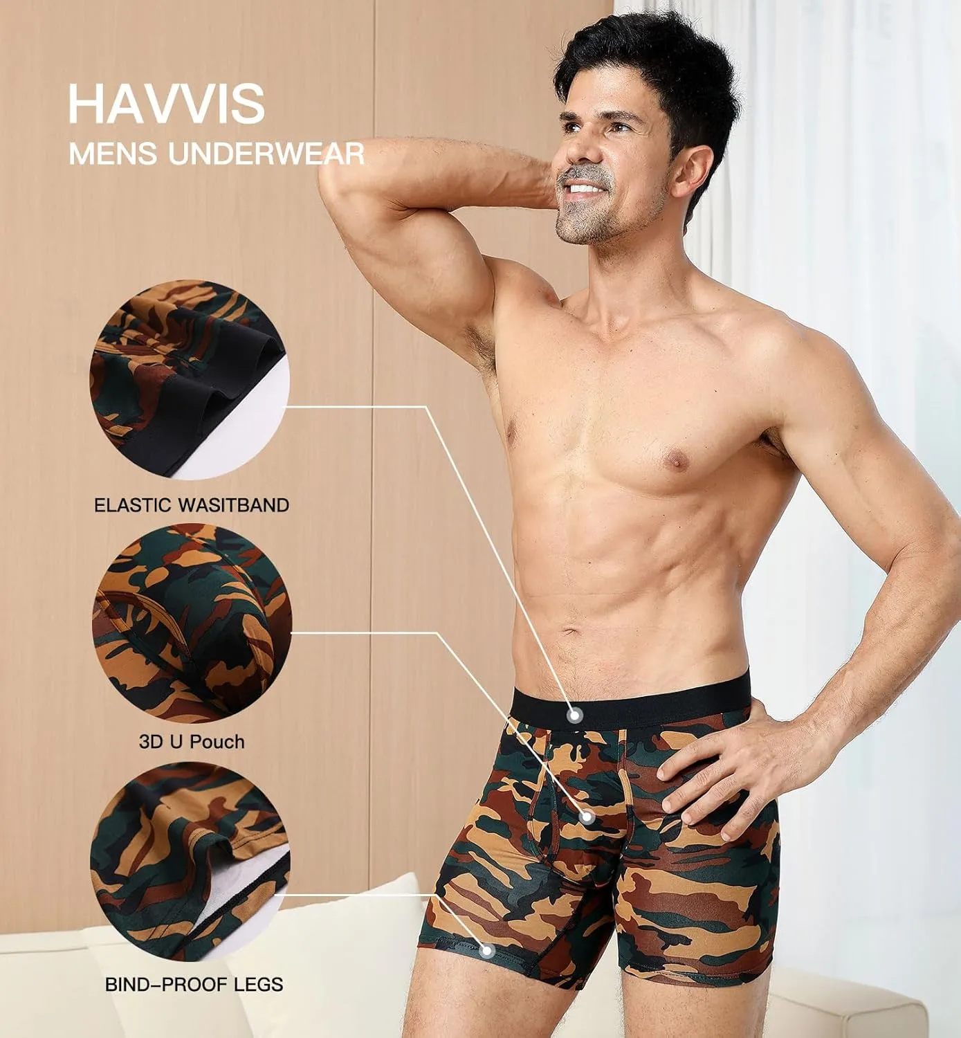 HAVVIS Men's Performance Underwear Boxer Briefs Soft Comfortable Bamboo Viscose Underwear for Men Multipack