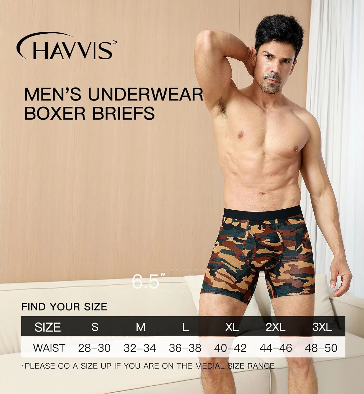 HAVVIS Men's Performance Underwear Boxer Briefs Soft Comfortable Bamboo Viscose Underwear for Men Multipack