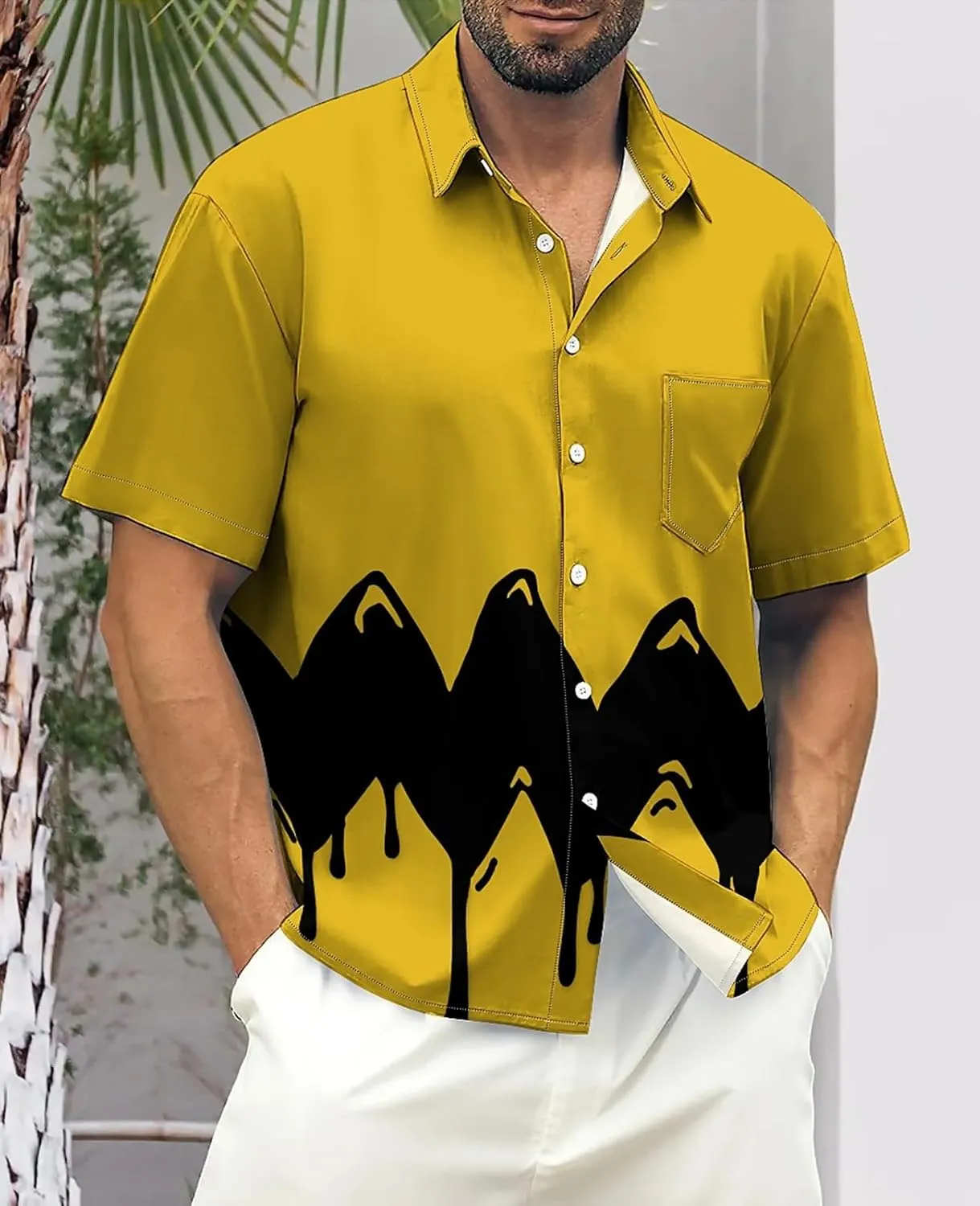Hawaiian Bowling Shirts for Men Short Sleeve Printed Regular Fit Summer Beach Casual Button Down Aloha Shirts