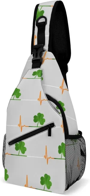 Heart Beat Crossbody Sling Bag Outdoor Casual Fashion Chest Bags Small Travel Daypack for Women Men