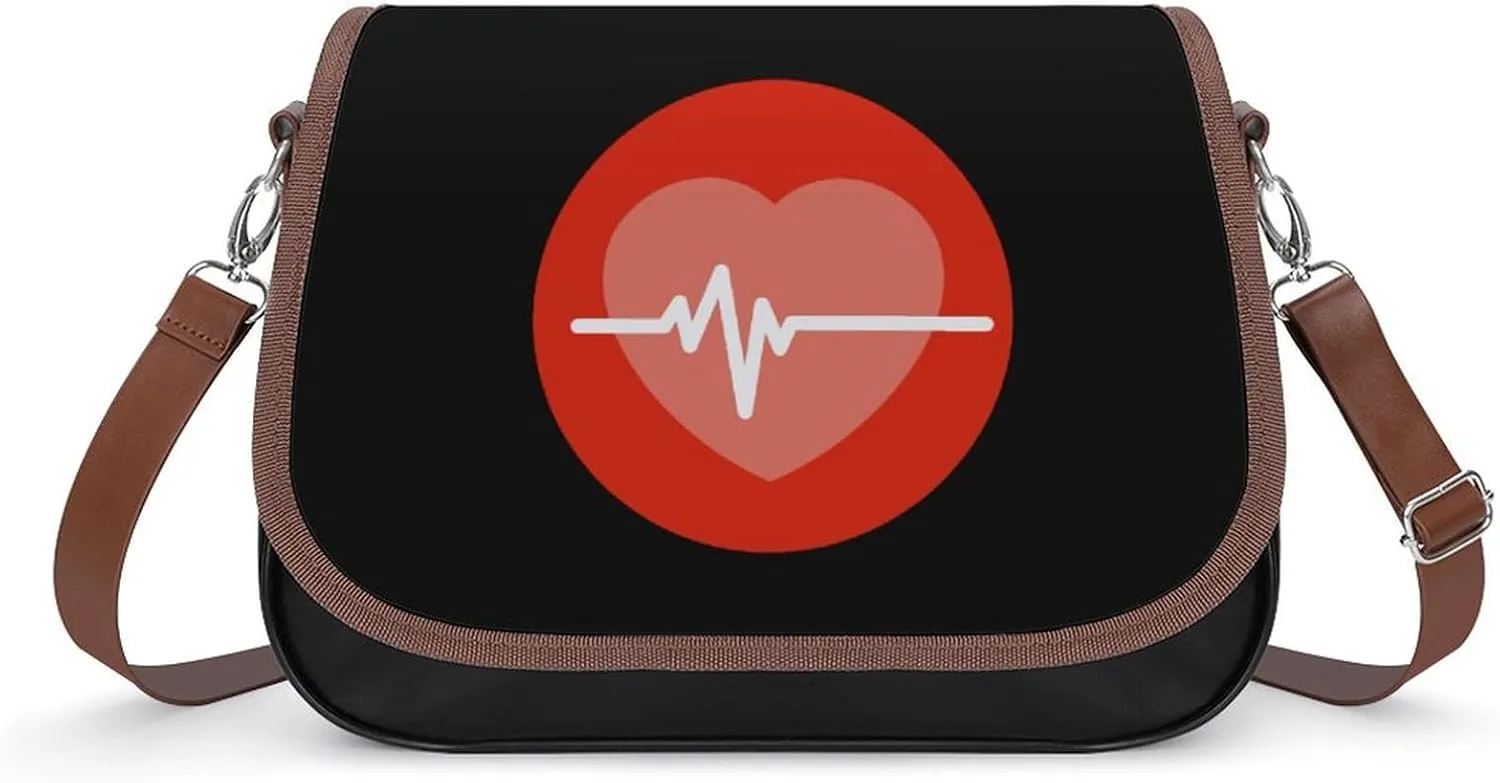 Heartbeat Love Heart Crossbody Bags for Women Shoulder Bag Flap Handbags Leather Cross Body Purse