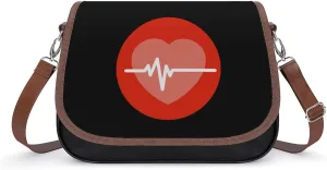 Heartbeat Love Heart Crossbody Bags for Women Shoulder Bag Flap Handbags Leather Cross Body Purse