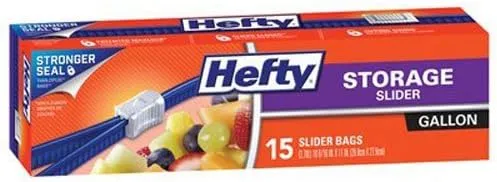 Hefty Onezip Slider Bags, Storage, Gallon, 15 Count (Pack of 4) 60 Bags Total