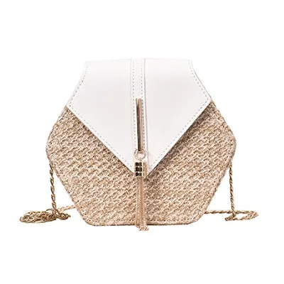 Hexagon Straw Bag For Women 2019 Summer Woven Beach Crossbody Bags Ladies Small Purses and Handbags Female Travel Messenger Bag