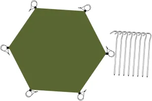 Hexagonal Camping Tarp for Outdoor Adventures, with 6 Tent Stakes