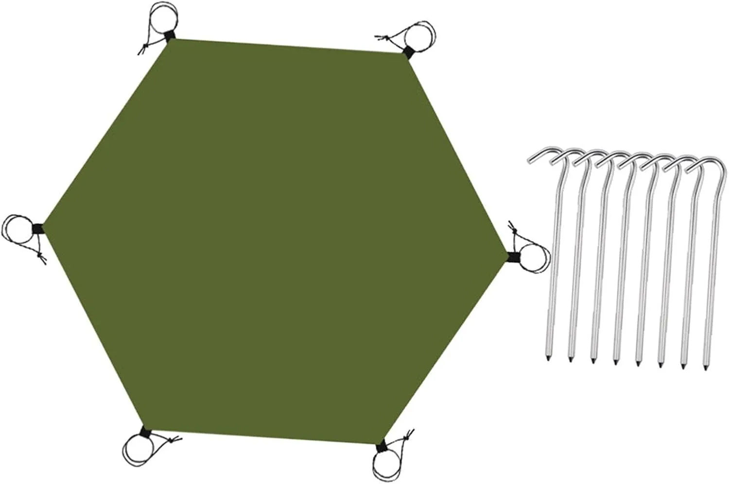 Hexagonal Camping Tarp for Outdoor Adventures, with 6 Tent Stakes
