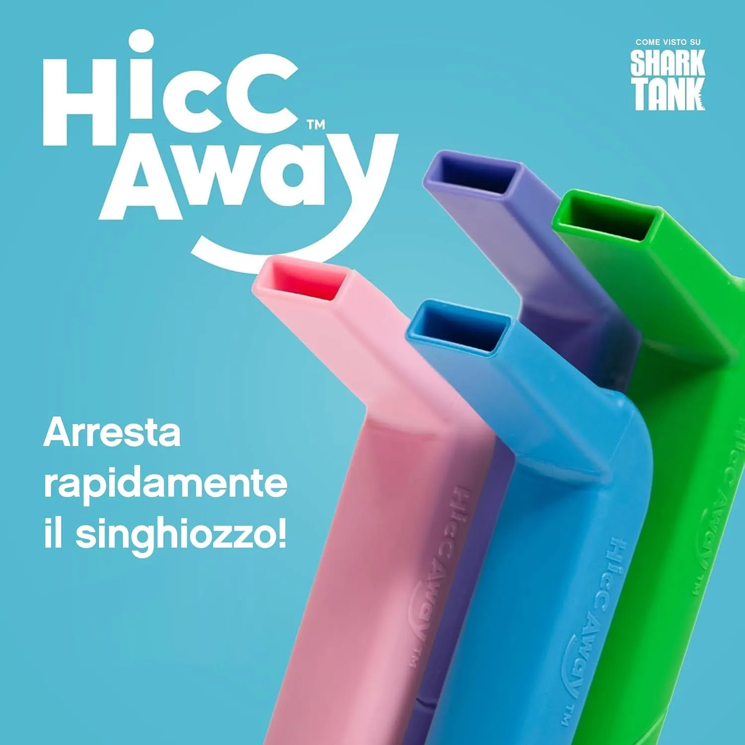 HICCAWAY Hiccup Straw - Stops Hiccups Naturally & Fast - As Seen On Shark Tank - Clinically Proven Relief for All Ages, Children & Adults - Lightweight, Reusable, & Safe Case, Blue 1 Pack