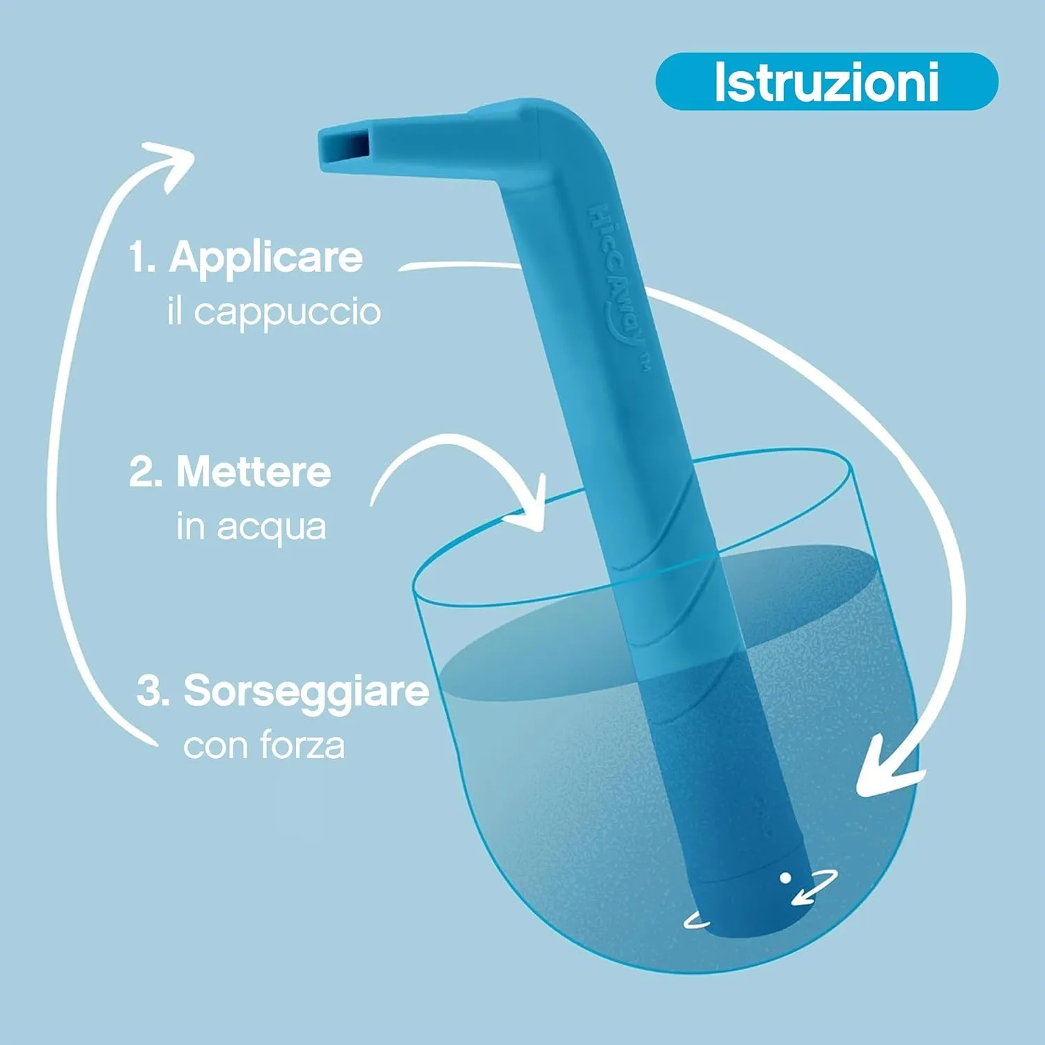 HICCAWAY Hiccup Straw - Stops Hiccups Naturally & Fast - As Seen On Shark Tank - Clinically Proven Relief for All Ages, Children & Adults - Lightweight, Reusable, & Safe Case, Blue 1 Pack