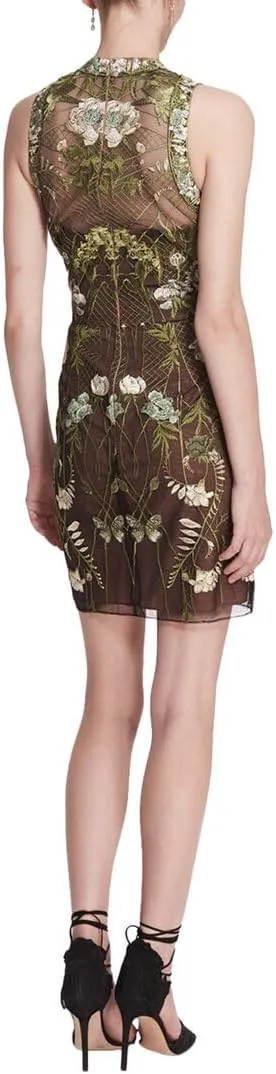 High-Neck Mirrored Embroidery Dress