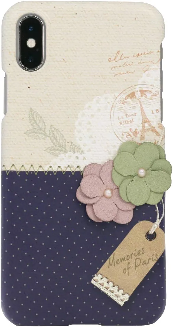 HM14451i58 iPhone Xs/X Case, Memories of Paris Dark Blue (Happy Mori Memory of Paris), 5.8 Inch iPhone Cover, Wireless Charging Compatible