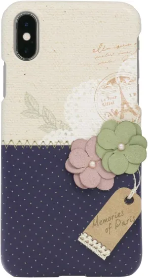 HM14451i58 iPhone Xs/X Case, Memories of Paris Dark Blue (Happy Mori Memory of Paris), 5.8 Inch iPhone Cover, Wireless Charging Compatible