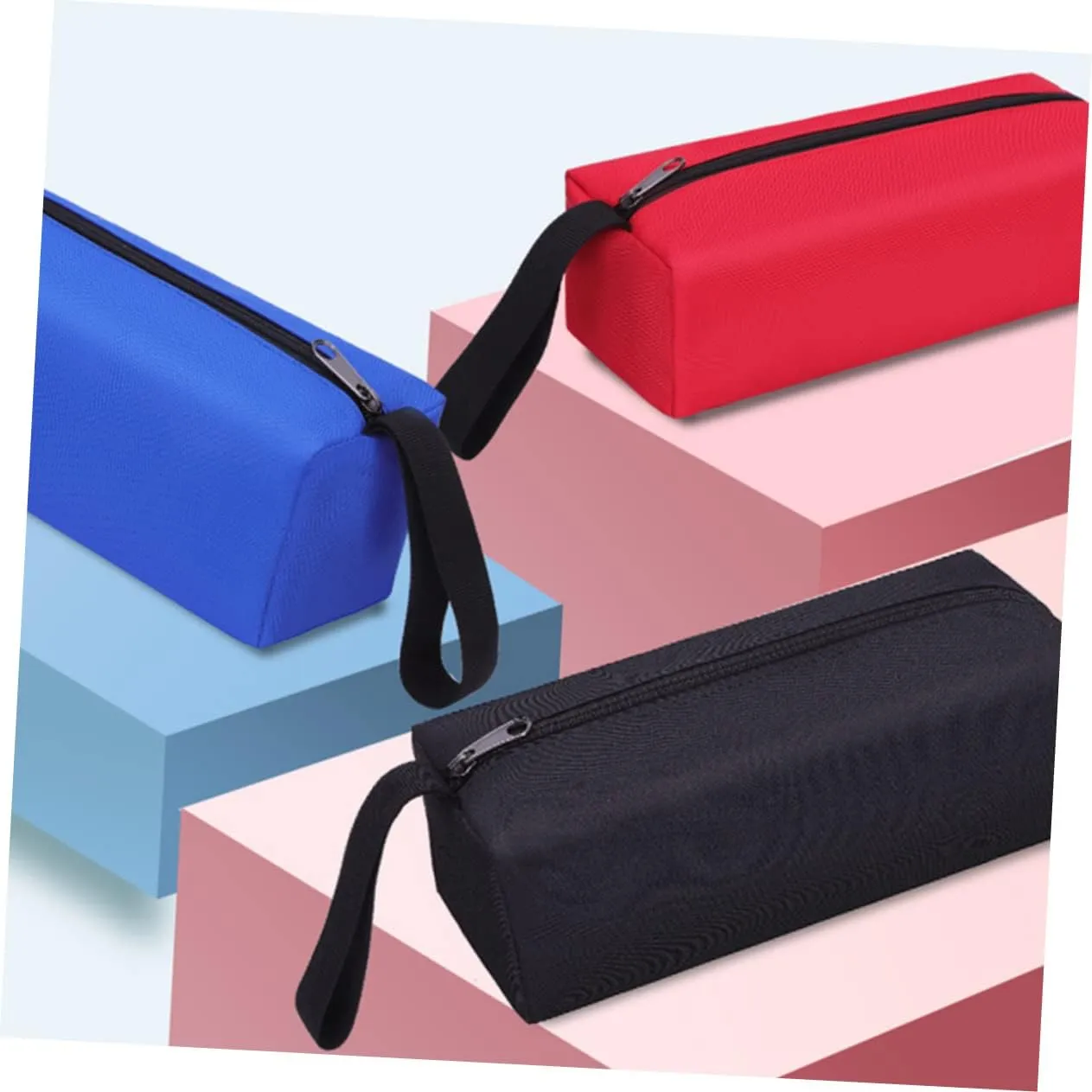HOMSFOU 2sets Electrician Tool Bag Tool Roll Pouch Oxford Cloth Small Zipper Pouch 3pcs*2