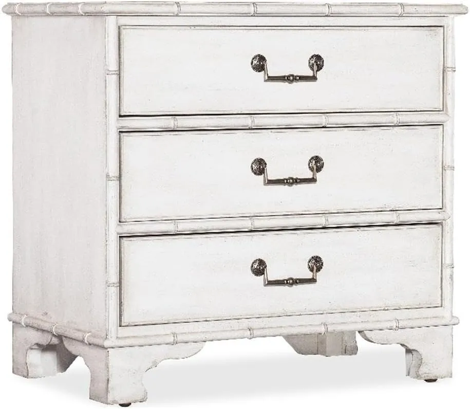 Hooker Furniture Charleston Three-Drawer Wood Nightstand in White