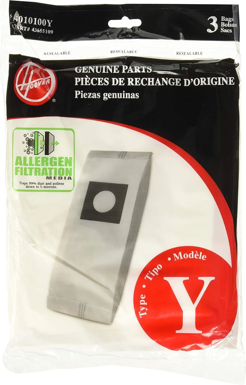 Hoover Type Y Allergen Bag (6-Pack), 4010100Y
