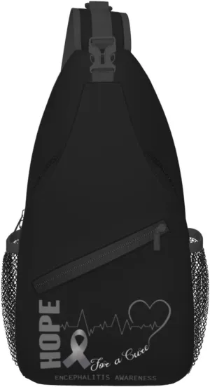 Hope For A Cure Encephalitis Awareness Crossbody Bags For Women Men Chest Backpack Gym Shoulder Bag Travel Outdoor Sports Casual Crossbody Bags