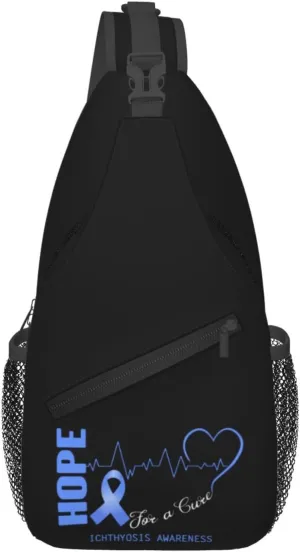 Hope For A Cure Ichthyosis Awareness Crossbody Bags For Women Men Chest Backpack Gym Shoulder Bag Travel Outdoor Sports Casual Crossbody Bags