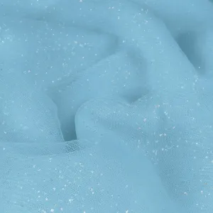 Horbaunal Light Blue Glitter Tulle Fabric Rolls with Shiny Silver Sequin, 10 Yard Tulle Bolt Blue 54 Inch Wide, Sheer Netting Fabric for Bridal Veil Tutu Skirt Wedding Arch