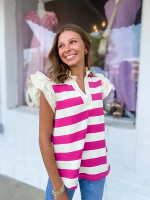 Hot Pink Block Stripe Top